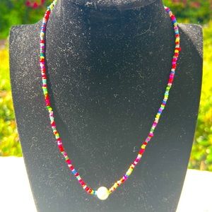 Rainbow Beaded Necklace, Colorful Jewelry statement necklace.NWOT